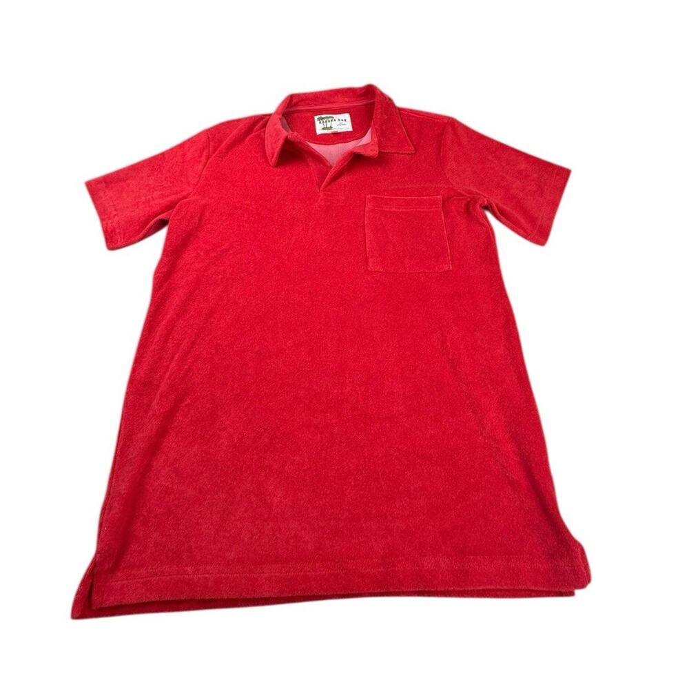 Kahuna Bay Terry Cloth Polo Shirt Men Size Medium Red Short Sleeve Cotton Blend